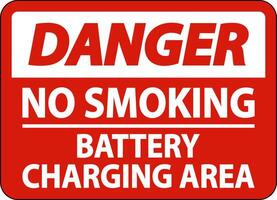 Danger No Smoking Battery Charging Area Sign On White Background vector