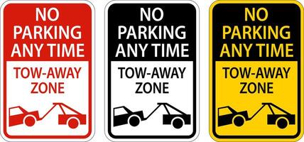 No Parking Any Time Tow Away Zone Sign On White Background vector