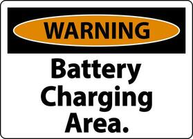 Warning Battery Charging Area Sign On White Background vector