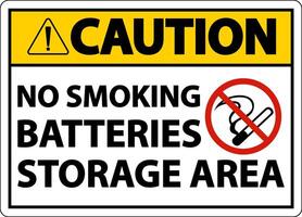 Caution No Smoking Battery Storage Area Sign On White Background vector