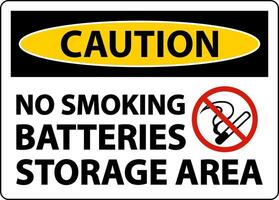 Caution No Smoking Battery Storage Area Sign On White Background vector