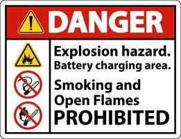 Danger Explosion Hazard Charging Area Sign On White Background vector