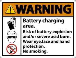 Warning Battery Charging Area Sign On White Background vector