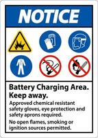 Notice Battery Charging Area Keep Away Sign On White Background vector