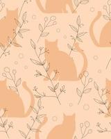 Pattern with cats and twigs vector