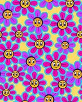 Pattern with cool sticker flowers vector
