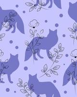 Pattern with fox and twigs vector