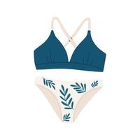 Bikini swimsuit with palm leaves vector