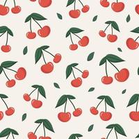 Seamless pattern with cherries and leaves vector