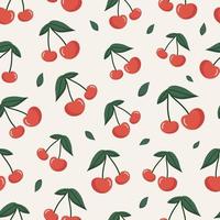 Seamless pattern with cherries and leaves vector