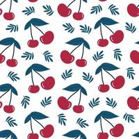 Seamless pattern with cherries and leaves vector