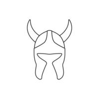 ilustración de icono de contorno de casco vikingo sobre fondo blanco aislado vector
