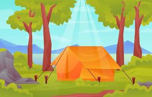 fondo de paisaje de naturaleza de campamento de verano vector