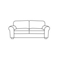 Sofa Outline Icon Illustration on Isolated White Background