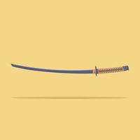 ilustración de icono de vector de katana. vector de espada samurái. estilo de caricatura plano adecuado para la página de inicio web, pancarta, volante, pegatina, papel tapiz, fondo