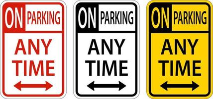 No Parking Any Time Sign On White Background vector
