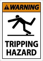 Warning Tripping Hazard Sign On White Background vector