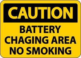 Caution Battery Charging No Smoking Sign On White Background vector