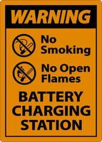 Warning Battery Charging No Smoking Sign On White Background vector