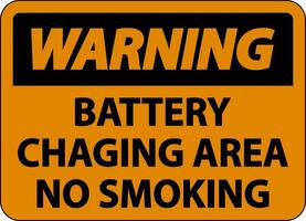 Warning Battery Charging No Smoking Sign On White Background vector