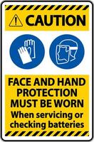 Caution When Servicing Batteries Sign On White Background vector