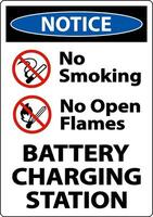 Notice Battery Charging No Smoking Sign On White Background vector