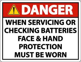 Danger When Servicing Batteries Sign On White Background vector