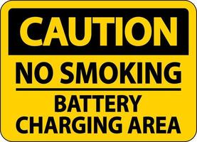 Caution No Smoking Battery Charging Area Sign On White Background vector