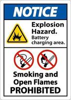 Notice Explosion Hazard Charging Area Sign On White Background vector