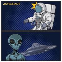 Astronaut and alien vector