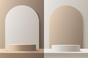 maqueta de podio de producto con fondo abstracto sobre fondo beige y blanco, ilustración vectorial 3d vector