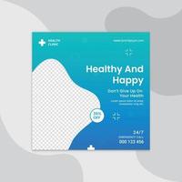 Medical health clinic template for a social media post vector template. Medical social media post template. Medical social media banner or square social media post banner.