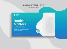 miniatura de video para atención médica y plantilla de banner web. diseño de banner de promoción para taller de negocios en vivo. portada de video para doctor. diseño de vector de servicio de salud de redes sociales de clínica de salud.