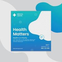 Medical health clinic template for a social media post vector template. Medical social media post template. Medical social media banner or square social media post banner.