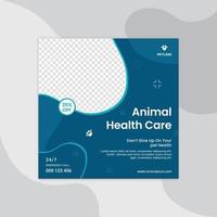 cuidado de la salud animal y plantilla de diseño de redes sociales. promoción de diseño de redes sociales para taller de negocios en vivo. Redes sociales para el cuidado de mascotas. diseño de vector de servicio de mascotas de medios sociales de clínica de mascotas.