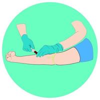 Vector illustration image a doctor using a needle to draw blood from an investigator To check the body