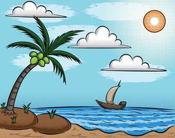 View of coconut trees on the beach vector