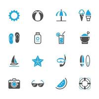 Summer and Beach Icons with White Background vector