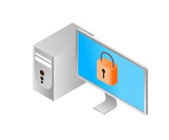 Isometric style computer display security illustration vector