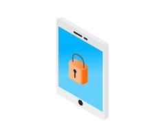 Isometric style smartphone display security illustration vector