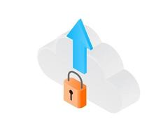 cloud storage security with digital lock vector