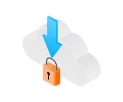 cloud storage security in isometric style vector