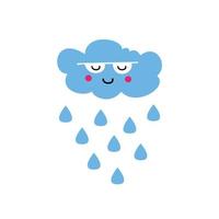 Cute Cloud with Rain Drops. Icon vector