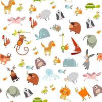 Seamless pattern of the cute animals. Set