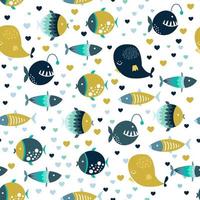 Seamless pattern of the color fishes vector