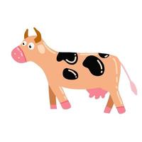 linda vaca garabatear. estilo de dibujos animados vector