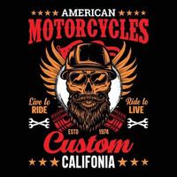 diseño de camiseta personalizada de motocicleta americana vintage, camiseta, grunge, ilustraciones, ilustración, plantilla vector