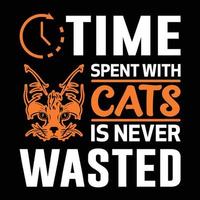 Time spend with cats is never wasted vector art editable t-shirt design, Pet, Custom, Shirt, Clothe, Print Graphic, Tee