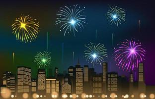 Firework Above City Light vector