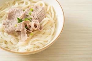 udon noodles with pork in clear soup photo